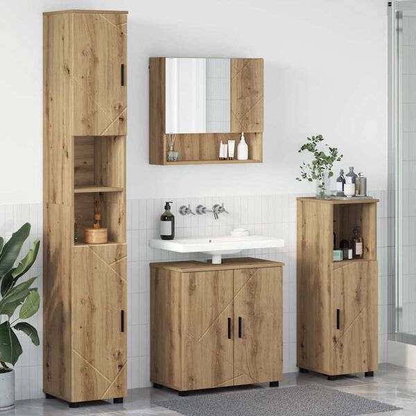 vidaXL Set di mobili per il bagno con porta 4 pcs Rovere artigianale