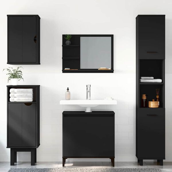 vidaXL Mobile Lavabo Nero 58x33x60 cm in Legno Multistrato