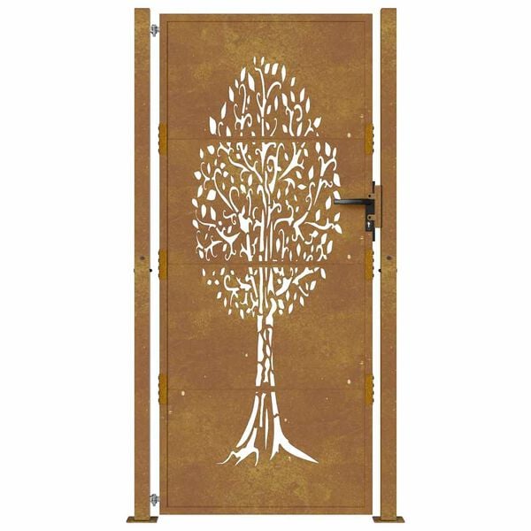 vidaXL Cancello da giardino 100x175 cm in acciaio Corten con design ad albero