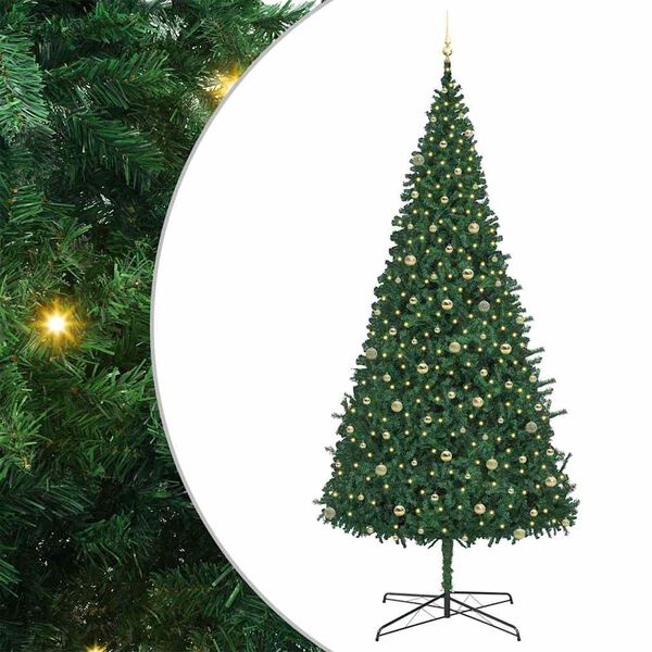 vidaXL Albero di Natale con luci a corde decorative Verde 400 cm PVC