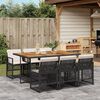 vidaXL Set da Pranzo da Giardino 7 pz Nero con Cuscini in Polyrattan