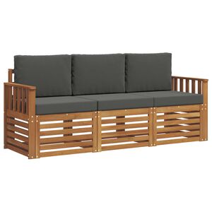 vidaXL Set divani 3 pcs Naturale e Antracite Legno di Acacia Massello