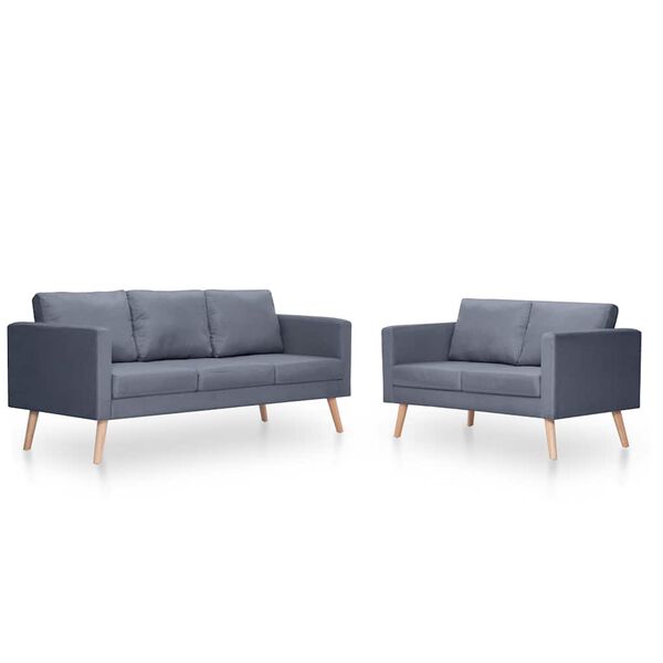 vidaXL Set Divani a 2 e a 3 Posti in Tessuto Grigio Scuro