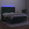 vidaXL Letto a Molle con Materasso e LED Verde Scuro 140x200cm Velluto