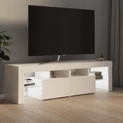 vidaXL Mobile Porta TV con Luci LED Bianco Lucido 140x36,5x40 cm