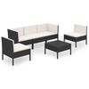 vidaXL Set Divani da Giardino 6 pz con Cuscini in Polyrattan Nero