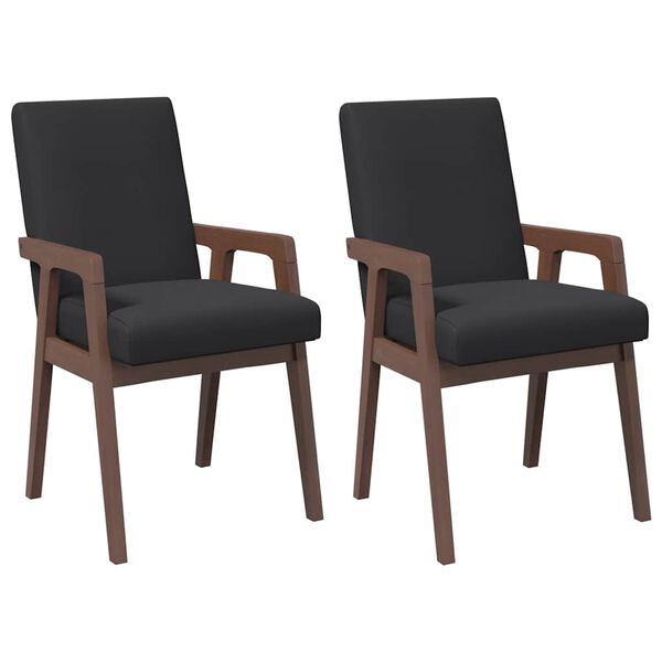 vidaXL Sedie da Pranzo con Cuscini 2pz Marrone Legno Massello di Hevea
