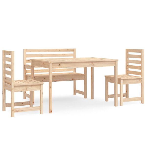 vidaXL Set da Pranzo per Giardino 4 pz in Legno Massello di Pino
