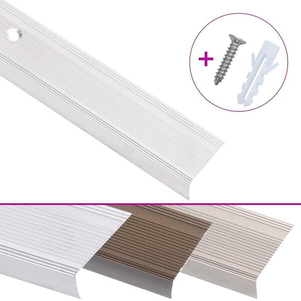 vidaXL Profili a L per Gradini 15 pz in Alluminio 100 cm Argento