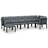 vidaXL Set Salotto da Giardino 7 pz Nero e Grigio in Polyrattan