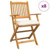 vidaXL Sedia pieghevole 8 pz Bianco Legno massello di acacia