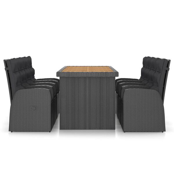 vidaXL Set da Pranzo da Giardino 9 pz con Cuscini in Polyrattan Nero