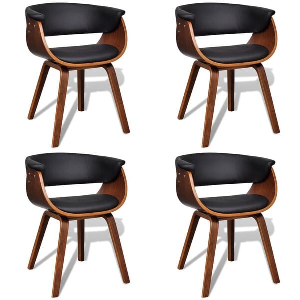 vidaXL Sedie da Pranzo 4 pz in Legno Curvato e Similpelle