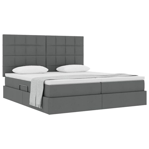 vidaXL Letto con Contenitore Grigio scuro 180 x 200 cm Pelle Sintetica