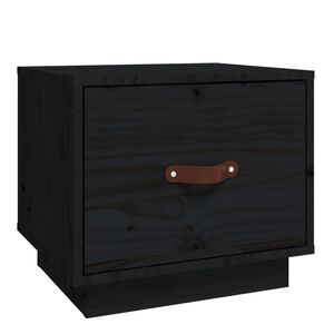 vidaXL Comodino Nero 40x34x35 cm in Legno Massello di Pino