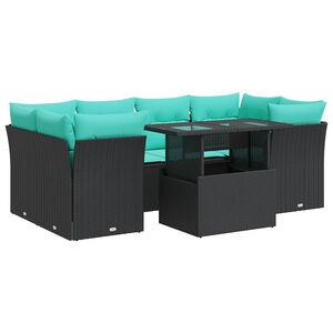 vidaXL Set Divani da Giardino con Cuscini 7pz Nero Polyrattan Acacia