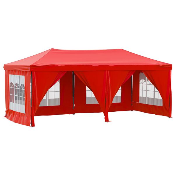 vidaXL Tenda per Feste Pieghevole con Pareti Laterali Rosso 3x6 m