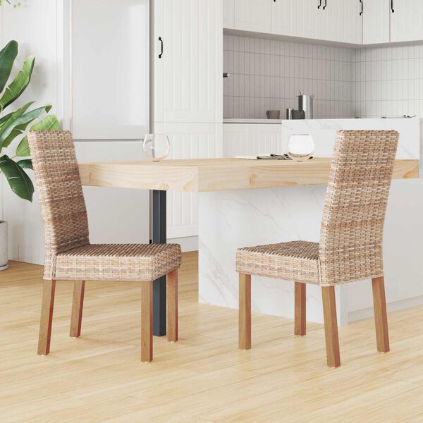vidaXL Sedia da pranzo 2 pcs Naturale 45 x 54 x 93 cm