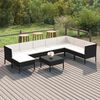 vidaXL Set Divani da Giardino 9 pz con Cuscini in Polyrattan Nero