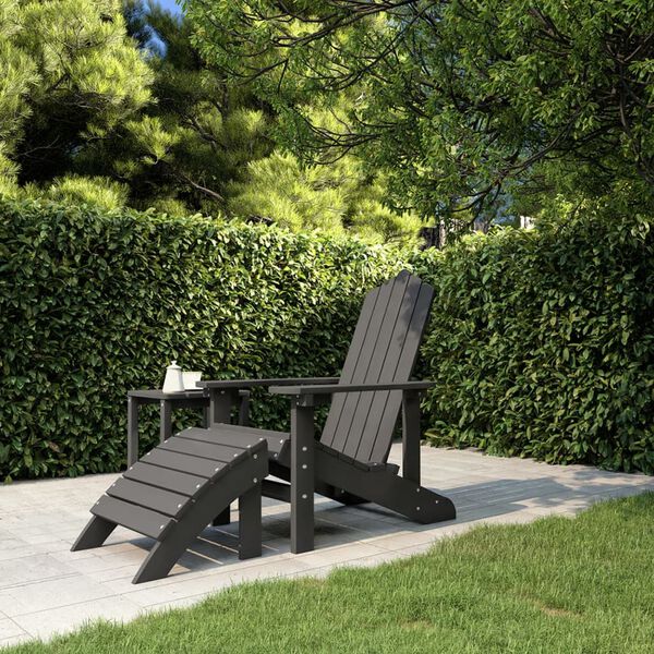 vidaXL Sedia da Giardino Adirondack con Poggiapiedi Antracite in HDPE