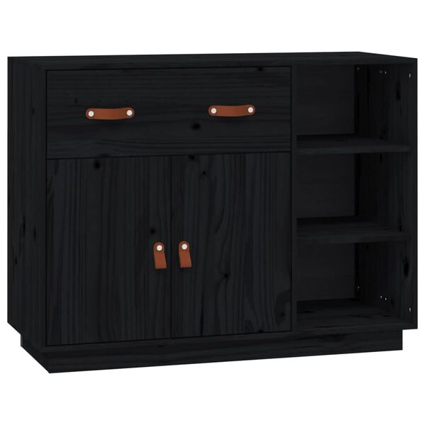 vidaXL Credenza Nera 98,5x40x75 cm in Legno Massello di Pino