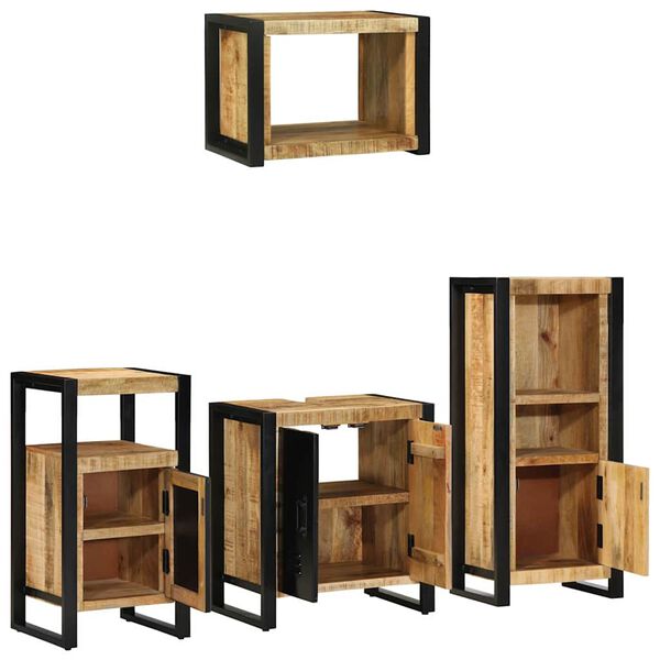 vidaXL Set di mobili per il bagno 4 pcs Legno di mango massello