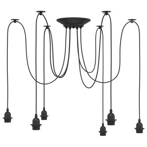 vidaXL Lampada a Sospensione con 6 Portalampada E27 in Metallo Nero