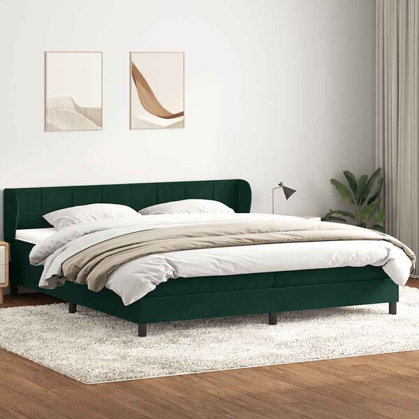 vidaXL Giroletto a Molle con Materassi Verde Scuro 200x210 cm Velluto