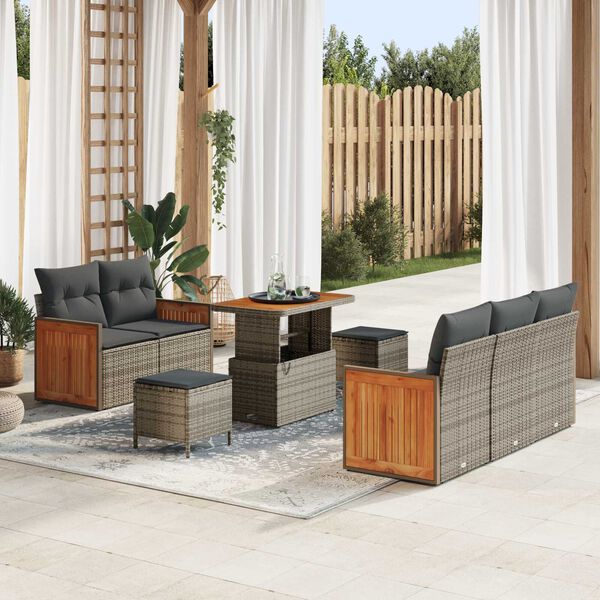 vidaXL Set Divano da Giardino con cuscino 10 pcs Grigio polyrattan