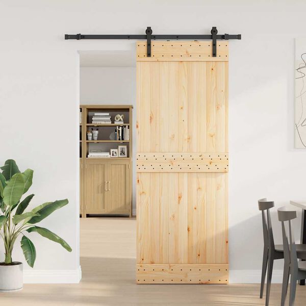vidaXL Porta Scorrevole con Set Hardware 80x210 cm Legno Massello Pino