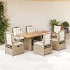 vidaXL Set da Pranzo da Giardino 7 pz con Cuscini Beige in Polyrattan
