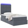 vidaXL Letto con contenitore e LED Grigio scuro 90 x 190 cm Velluto