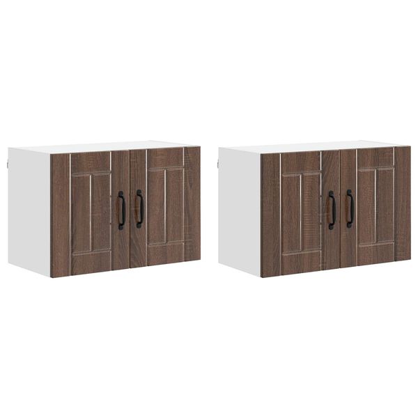 vidaXL Armadi a pareti per cucina 2 pcs Rovere Marrone 60 x 31 x 40 cm