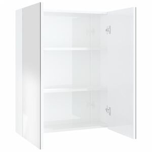 vidaXL Armadietto a Specchio per Bagno 60x15x75 cm MDF Bianco Lucido