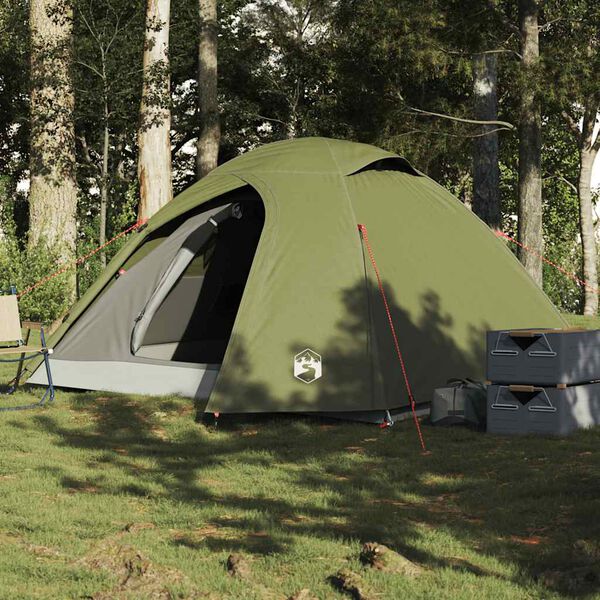 vidaXL Tenda da Campeggio a Cupola 3 Persone Verde Oliva Impermeabile