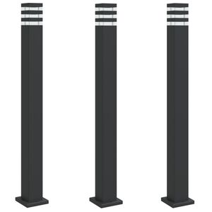 vidaXL Lampade da Terra per Esterni 3pz Nere 110 cm in Alluminio