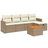 vidaXL Set Divano da Giardino 6 pz con Cuscini Beige in Polyrattan