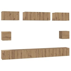 vidaXL Set mobile TV 8 pz Rovere artigianale Legno ingegnerizzato