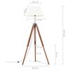 vidaXL Lampada a Treppiede Marrone e Bianco in Legno di Teak 141 cm