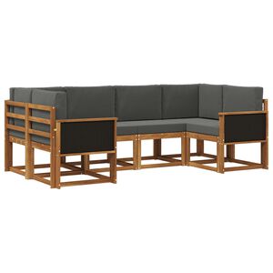 vidaXL Set di divani da esterno con cuscino 6 pcs Naturale e Antracite