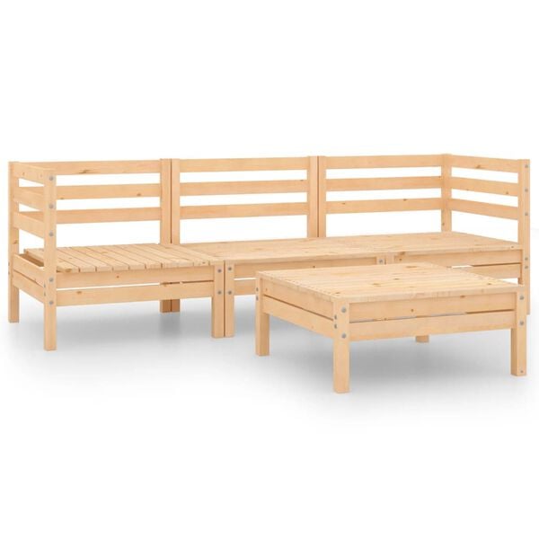 vidaXL Set Divani da Giardino 4 pz in Legno Massello di Pino