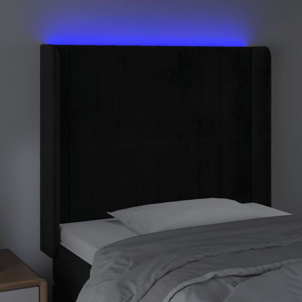 vidaXL Testiera a LED Nera 83x16x118/128 cm in Velluto