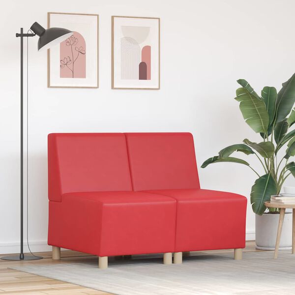 vidaXL Unit&agrave; di Divano Modulare Senza Braccioli 2 pcs Rosso