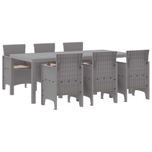 vidaXL Set da Pranzo per Giardino 7 pcs Grigio chiaro Rattan Polt