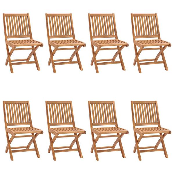 vidaXL Sedie da Giardino Pieghevoli con Cuscini 8 pz Massello di Teak