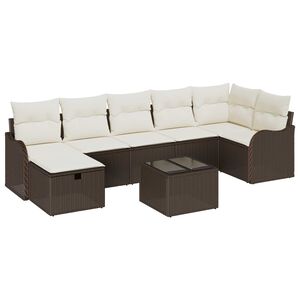 vidaXL Set Divano da Giardino con cuscino 8 pcs Marrone Poly Rattan