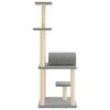 vidaXL Albero per Gatti con Tiragraffi in Sisal Grigio Chiaro 136 cm