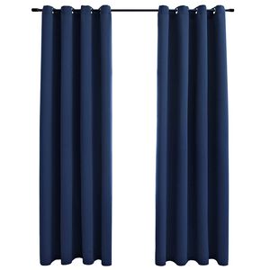 vidaXL Tende Oscuranti con Anelli in Metallo 2 pz Blu 140x245 cm