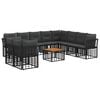 vidaXL Set di divani da esterno 11 pcs Nero e Grigio scuro Poliestere
