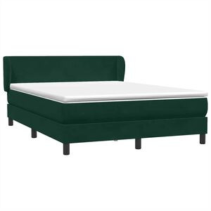 vidaXL Giroletto a Molle con Materasso Verde Scuro 160x220 cm Velluto